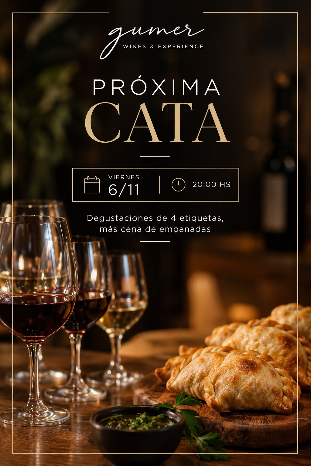 Cata con cena de empanadas, viernes 6/11